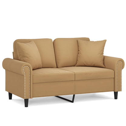 2-Sitzer-Sofa mit Zierkissen Braun 120 cm Samt