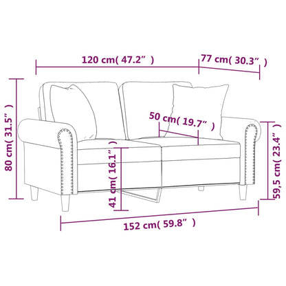 2-Sitzer-Sofa mit Zierkissen Braun 120 cm Samt