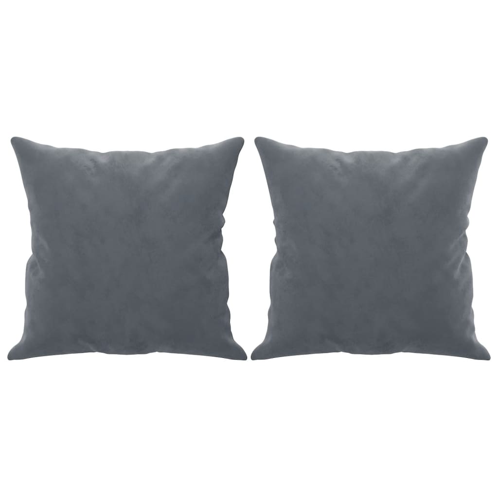 2-personers sofa med pyntepuder mørkegrå 140 cm fløjl
