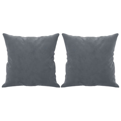 2-personers sofa med pyntepuder mørkegrå 140 cm fløjl
