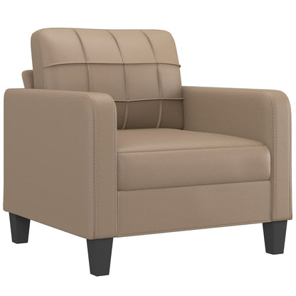 Sessel mit Hocker Cappuccino-Braun 60 cm Kunstleder