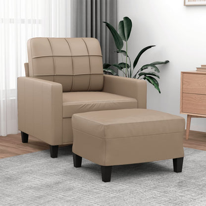 Sessel mit Hocker Cappuccino-Braun 60 cm Kunstleder