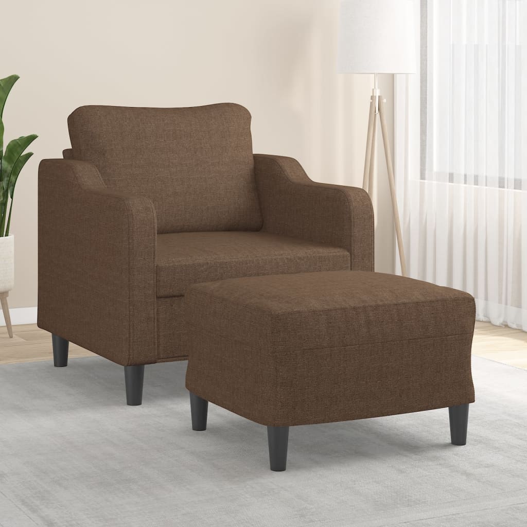 Sessel mit Hocker Braun 60 cm Stoff