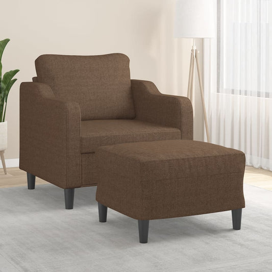 Sessel mit Hocker Braun 60 cm Stoff