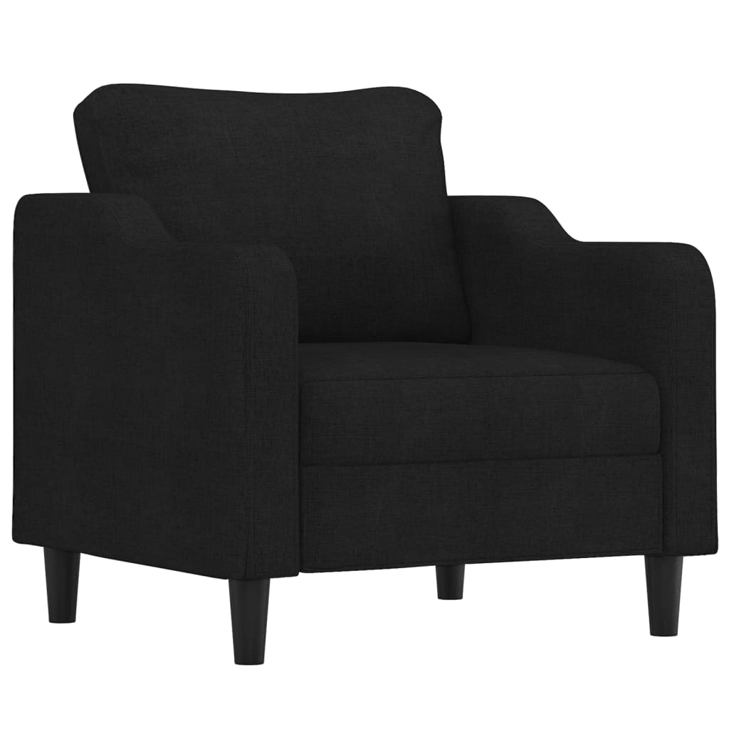 Sessel mit Hocker Schwarz 60 cm Stoff