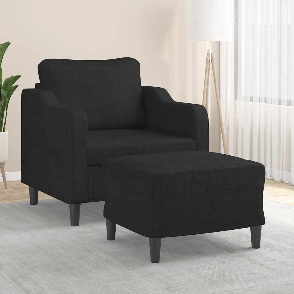 Sessel mit Hocker Schwarz 60 cm Stoff