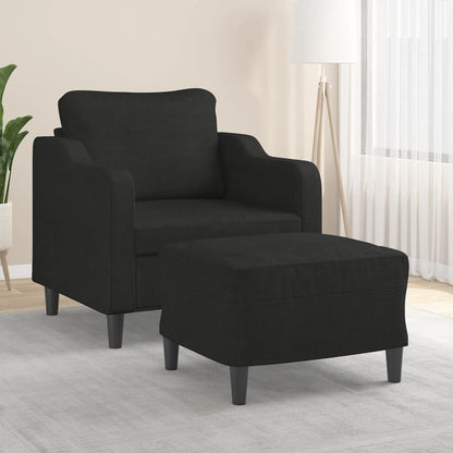 Sessel mit Hocker Schwarz 60 cm Stoff