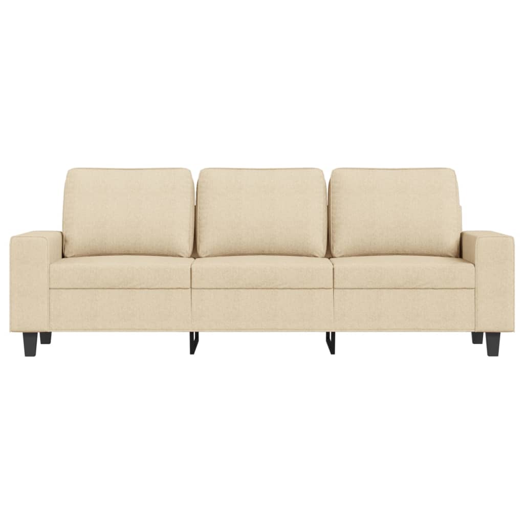 3-Sitzer-Sofa mit Hocker Creme 180 cm Stoff