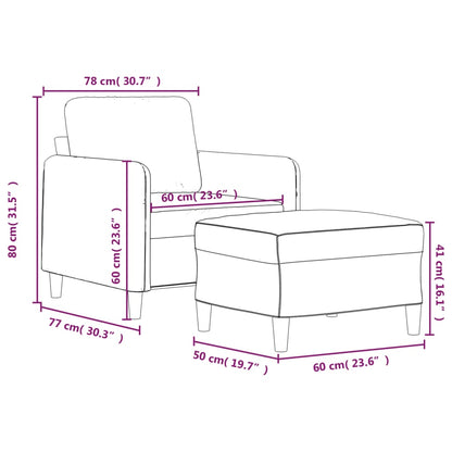 Sessel mit Hocker Braun 60 cm Stoff