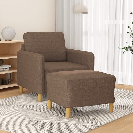 Sessel mit Hocker Braun 60 cm Stoff