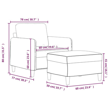 Sessel mit Hocker Taupe 60 cm Stoff