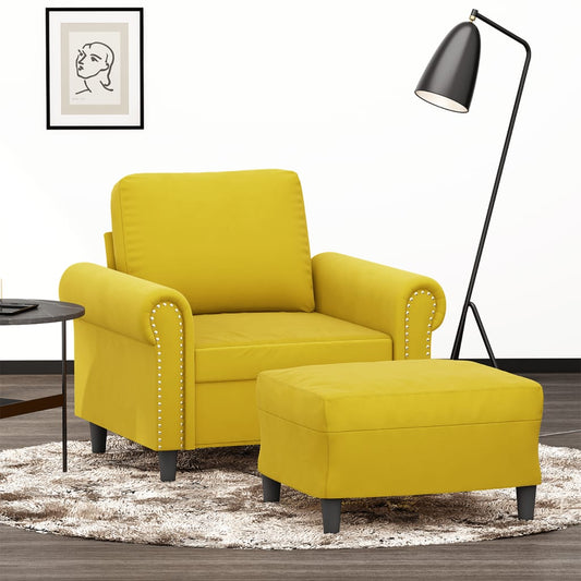 Sessel mit Hocker Gelb 60 cm Samt