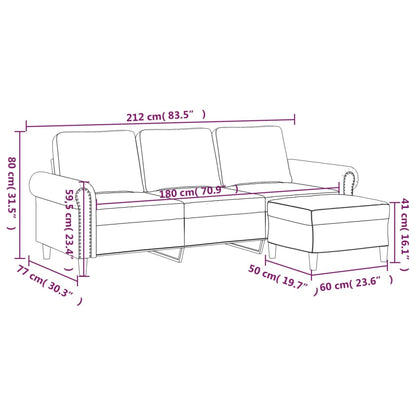 3-Sitzer-Sofa mit Hocker Gelb 180 cm Samt