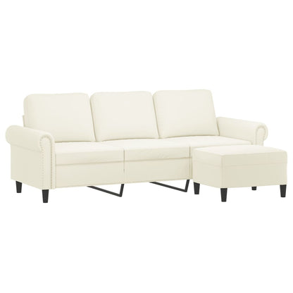 3-Sitzer-Sofa mit Hocker Creme 180 cm Samt