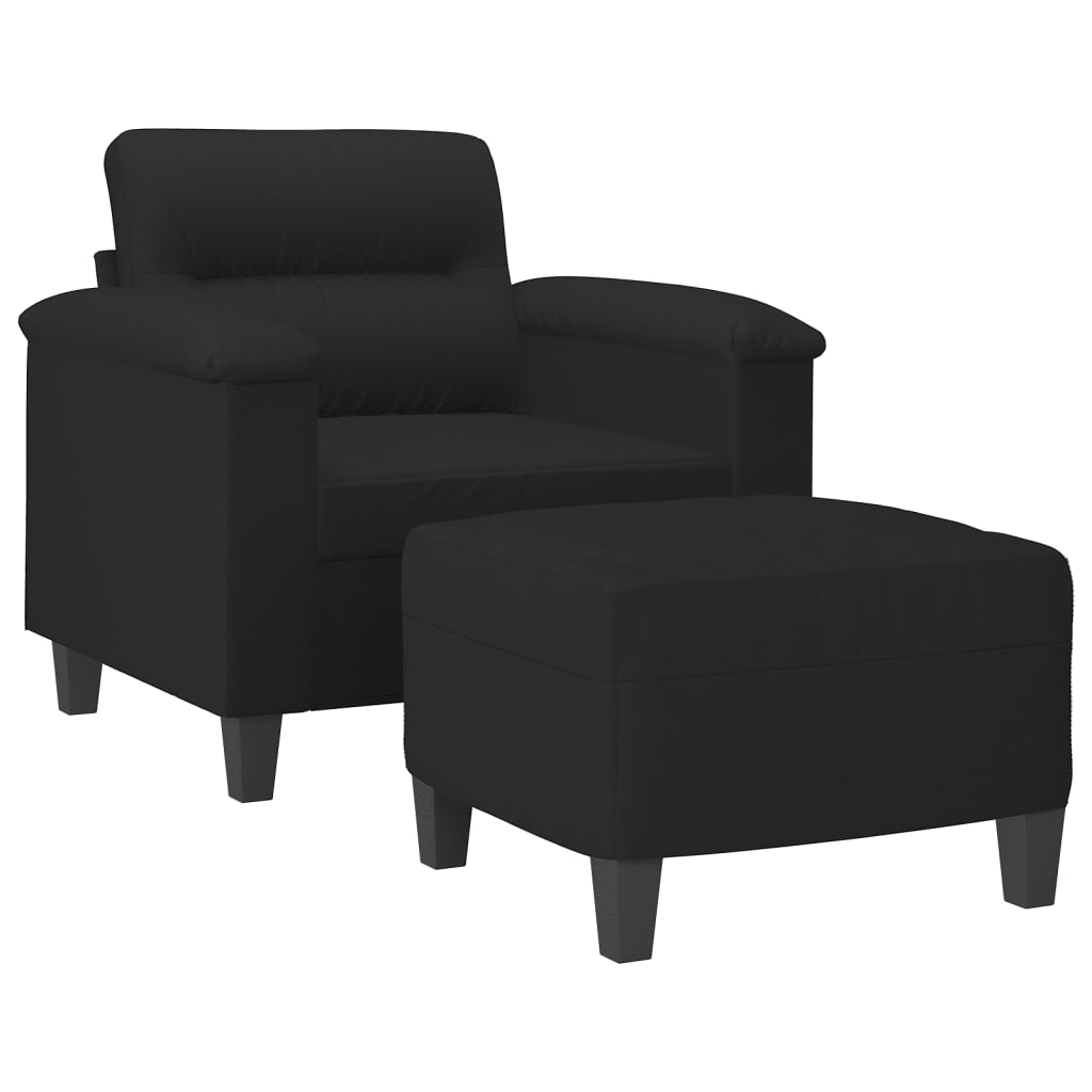 Sessel mit Hocker Schwarz 60 cm Mikrofasergewebe