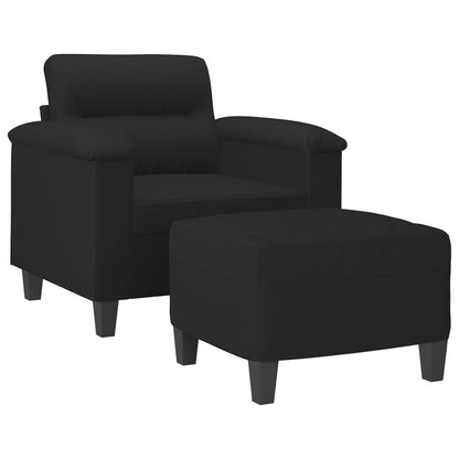 Sessel mit Hocker Schwarz 60 cm Mikrofasergewebe