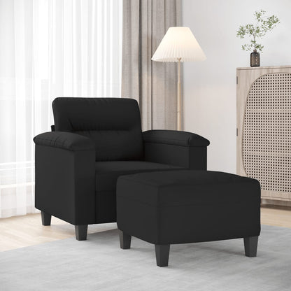 Sessel mit Hocker Schwarz 60 cm Mikrofasergewebe