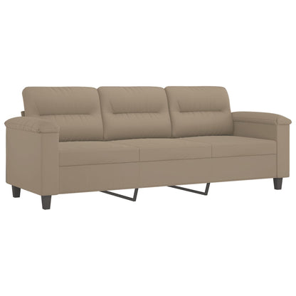 3-Sitzer-Sofa mit Hocker Taupe 180 cm Mikrofasergewebe