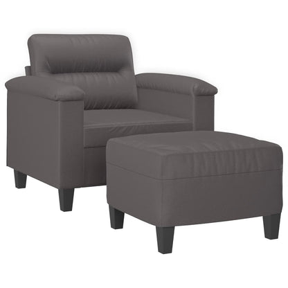 Sessel mit Hocker Grau 60 cm Kunstleder