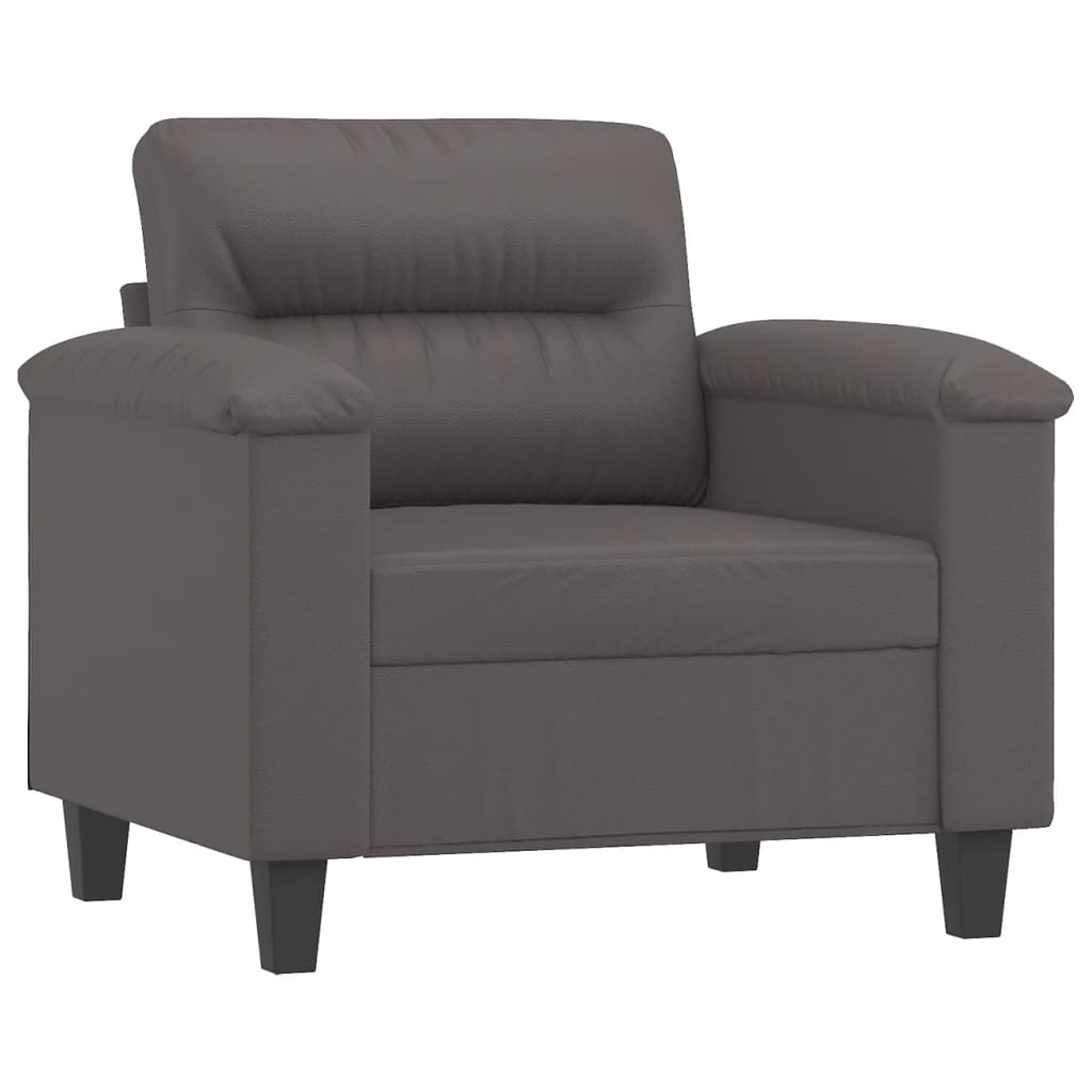 Sessel mit Hocker Grau 60 cm Kunstleder