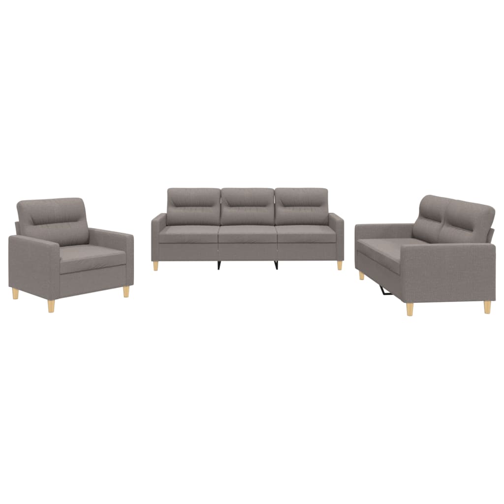 3-delt Sofasæt med puder i taupe stof