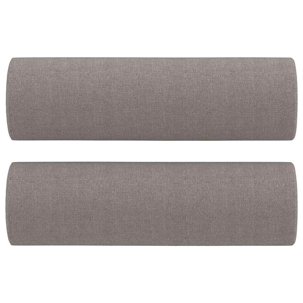 3-tlg. Sofagarnitur mit Kissen Taupe Stoff
