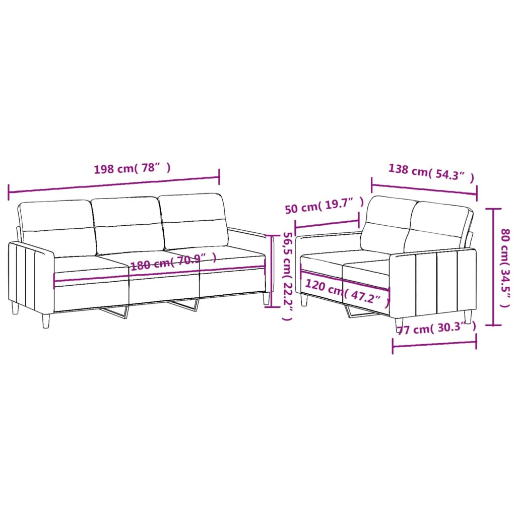2-delt Sofasæt med puder i taupe stof