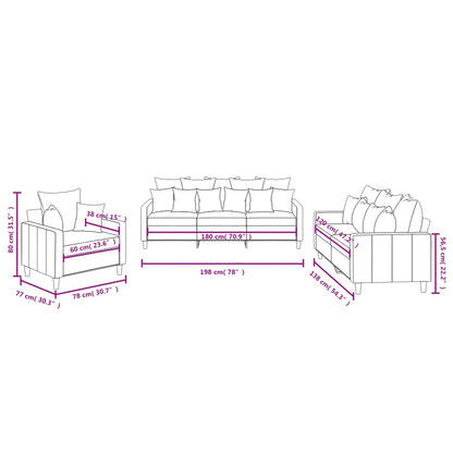 3-tlg. Sofagarnitur mit Kissen Rosa Samt