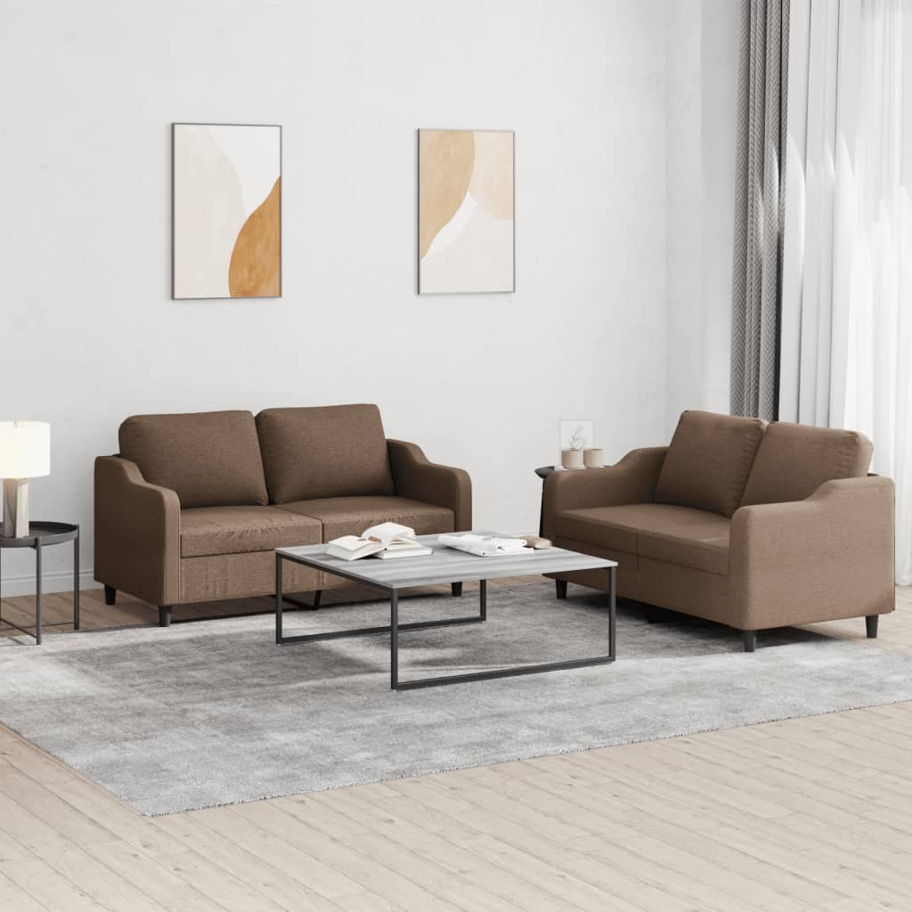 2-delt Sofasæt med puder brunt stof