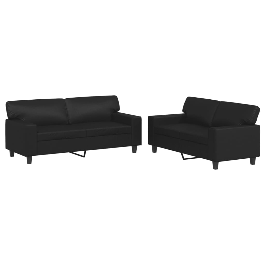 2-delt Sofasæt sort kunstlæder