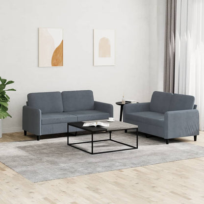 2-delt Sofasæt mørkegrå fløjl