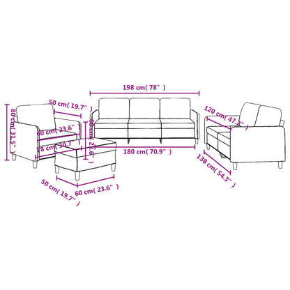 4-tlg. Sofagarnitur mit Kissen Taupe Stoff