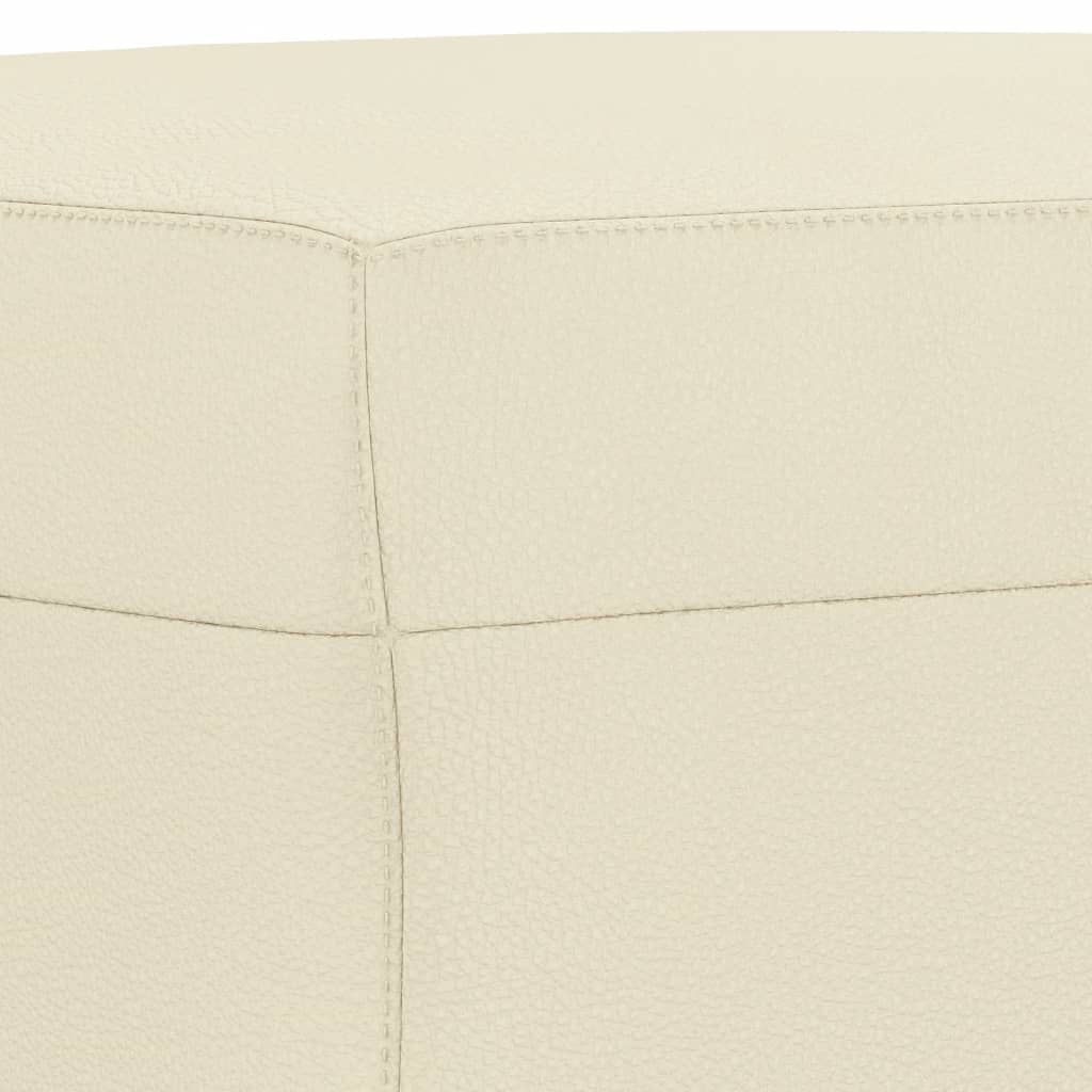 3-tlg. Sofagarnitur mit Kissen Creme Kunstleder