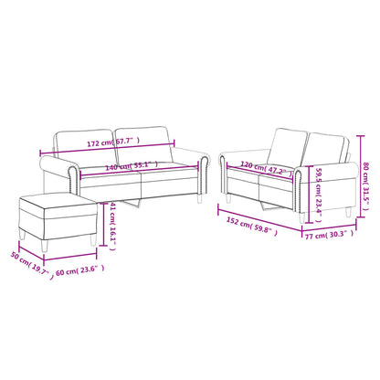 3-tlg. Sofagarnitur mit Kissen Creme Kunstleder