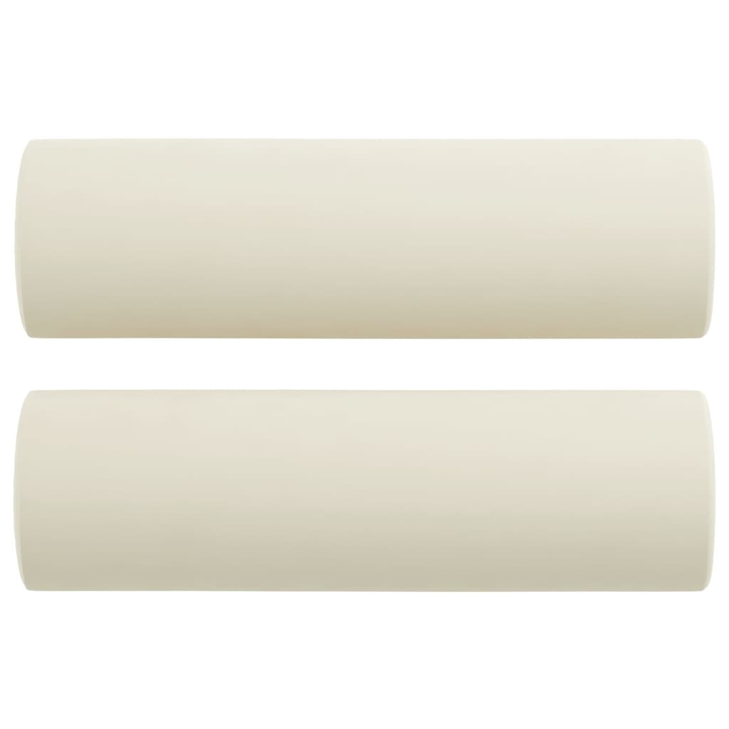 3-tlg. Sofagarnitur mit Kissen Creme Samt