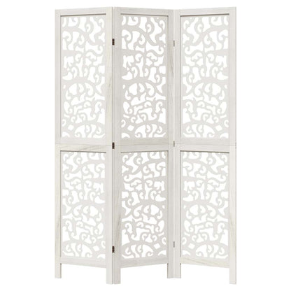 3-tlg. Raumteiler Weiß Massivholz Paulownia