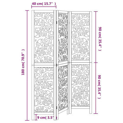 3-tlg. Raumteiler Weiß Massivholz Paulownia