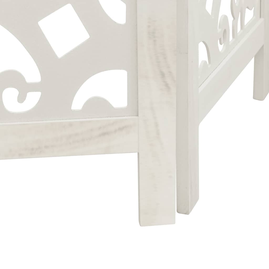 3-tlg. Raumteiler Weiß Massivholz Paulownia