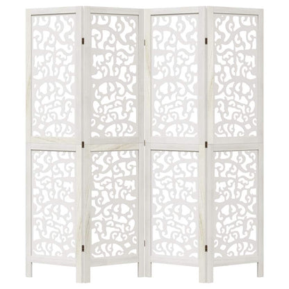 4-tlg. Raumteiler Weiß Massivholz Paulownia