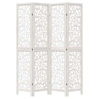 4-tlg. Raumteiler Weiß Massivholz Paulownia