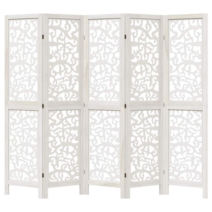 5-tlg. Raumteiler Weiß Massivholz Paulownia