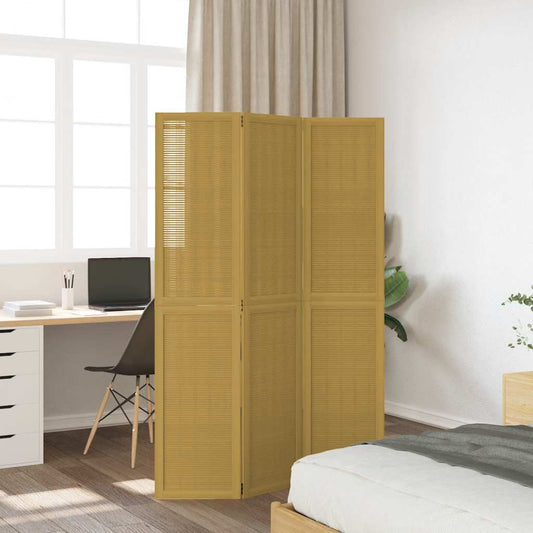 3-tlg. Raumteiler Braun Massivholz Paulownia