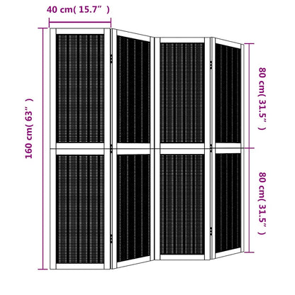 4-tlg. Raumteiler Braun Massivholz Paulownia