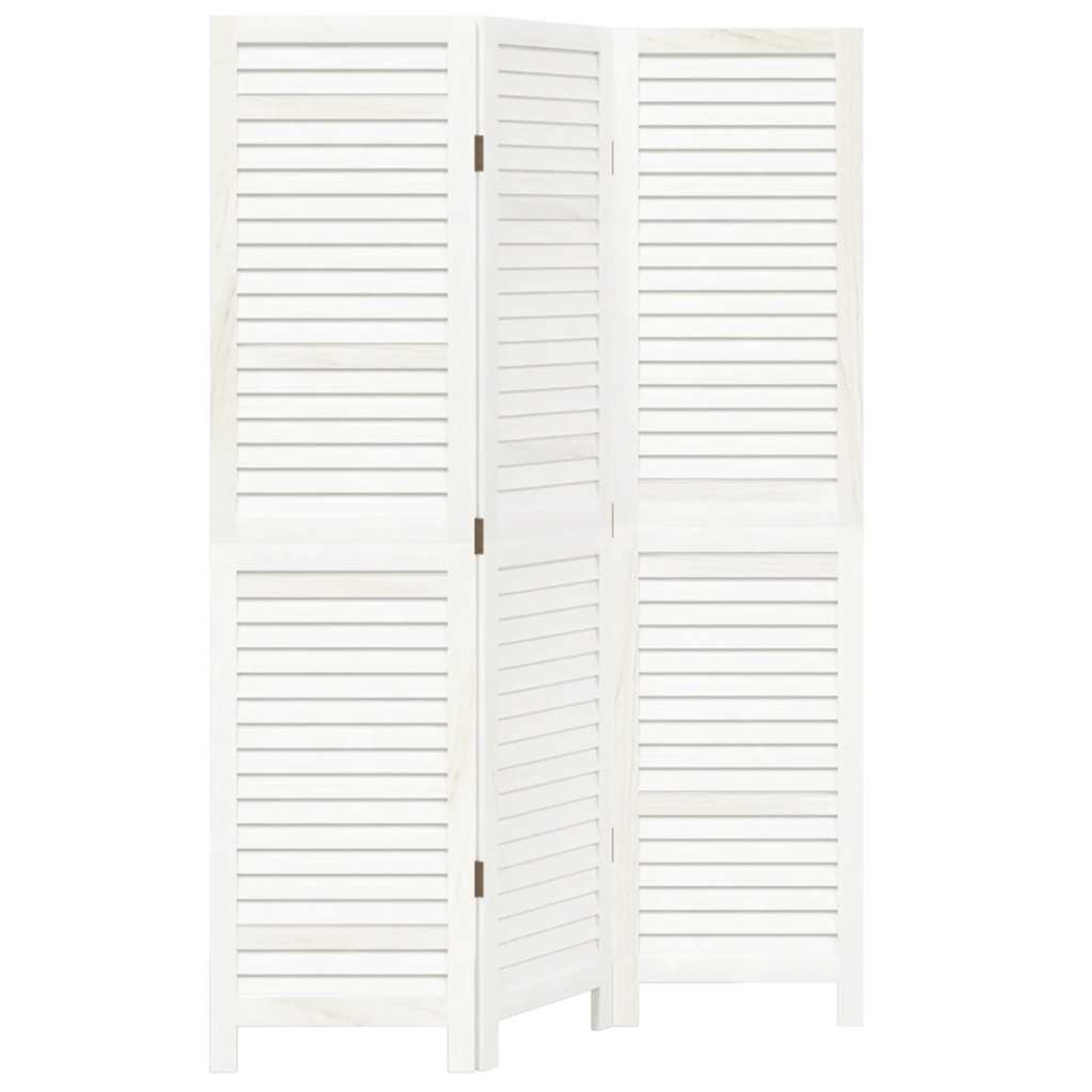 3-tlg. Raumteiler Weiß Massivholz Paulownia