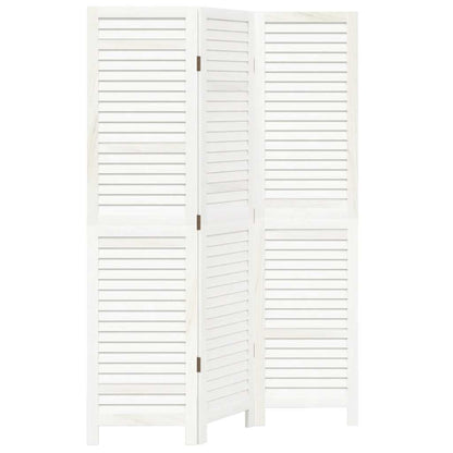 3-tlg. Raumteiler Weiß Massivholz Paulownia