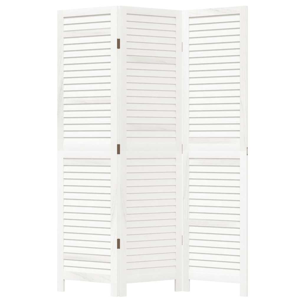 3-tlg. Raumteiler Weiß Massivholz Paulownia