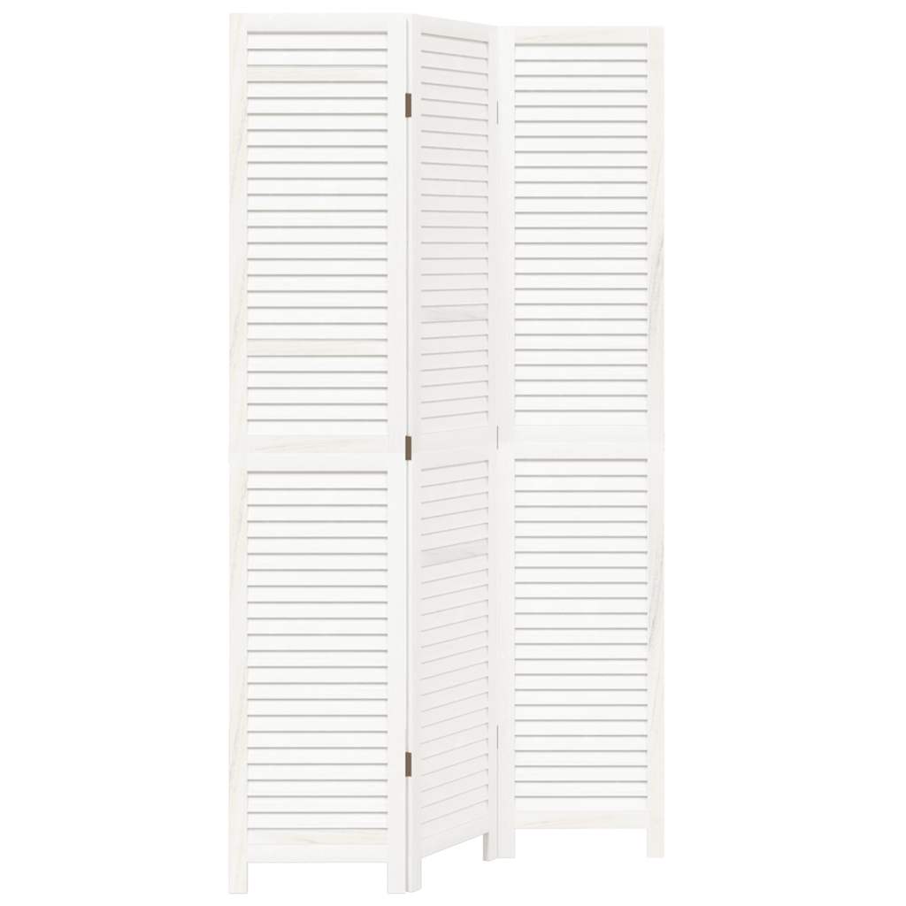 3-tlg. Raumteiler Weiß Massivholz Paulownia