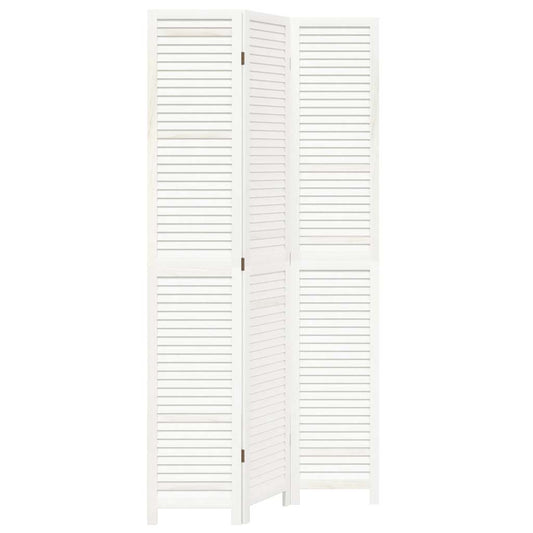 3-tlg. Raumteiler Weiß Massivholz Paulownia