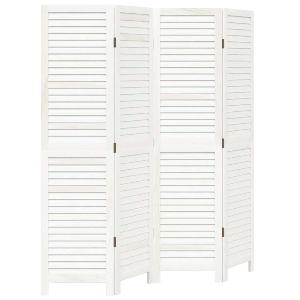 4-tlg. Raumteiler Weiß Massivholz Paulownia