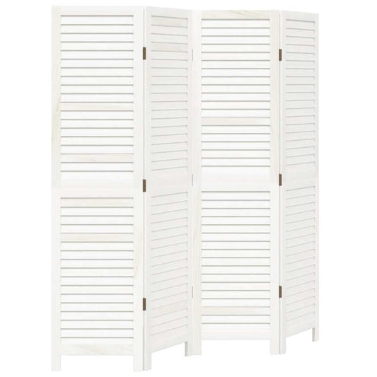 4-tlg. Raumteiler Weiß Massivholz Paulownia